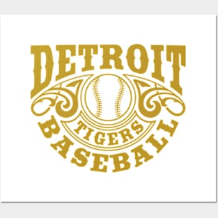 Vintage Retro Detroit Tigers Baseball Posters and Art